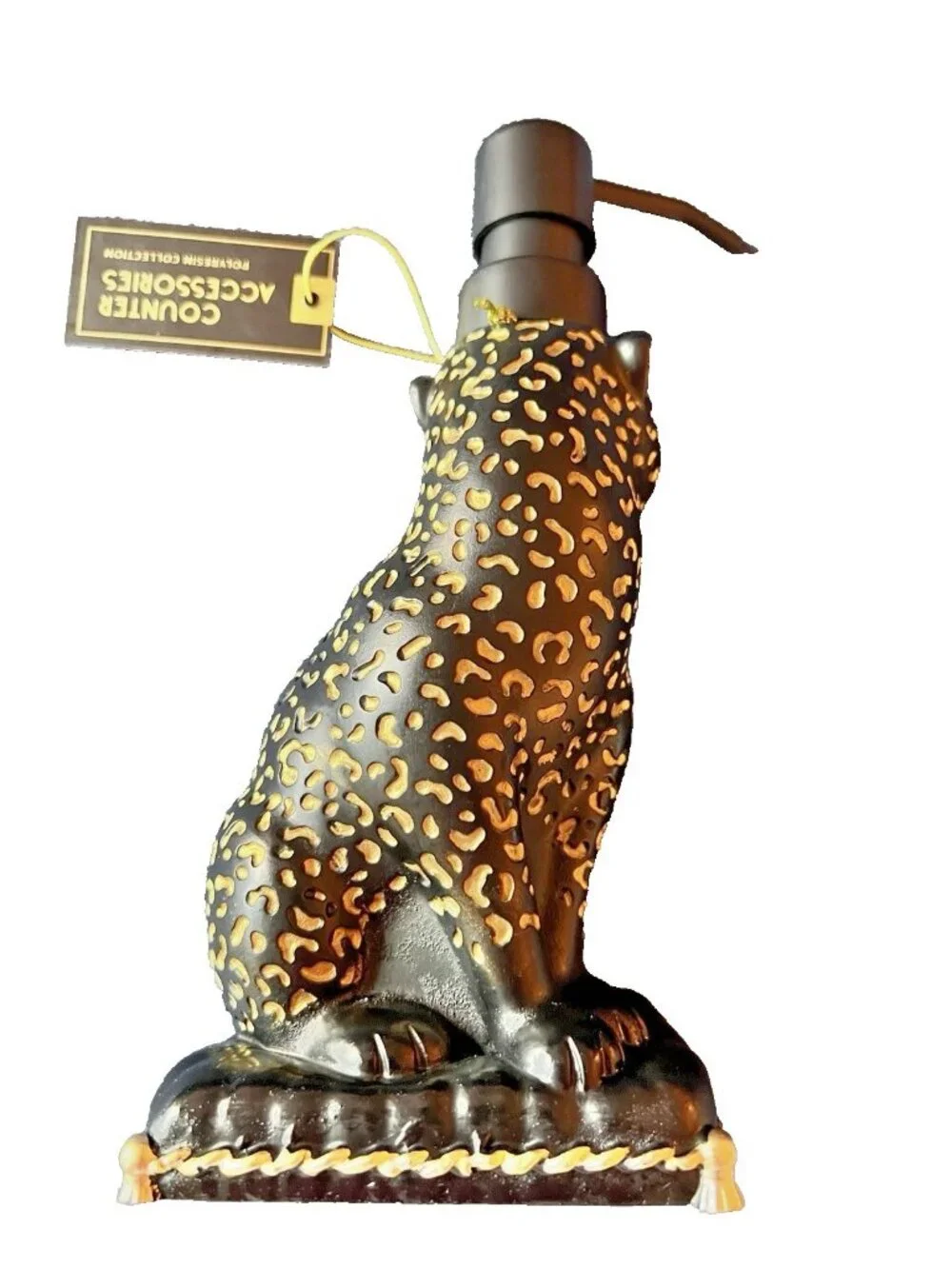 Black & Gold Leopard Soap Pump Elite Bathroom Decor Luxury Animal Print Vanity